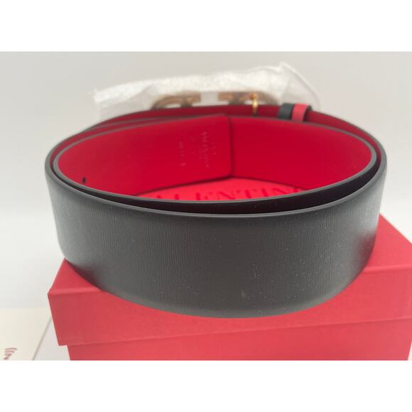 NEW Valentino Garavani V Logo Belt Reversible Black Red Gold 40mm 80 32 NWT - Picture 9 of 16